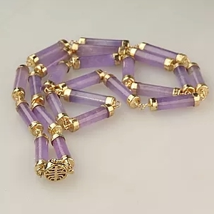 Lavender Jade Necklace with 14K Gold