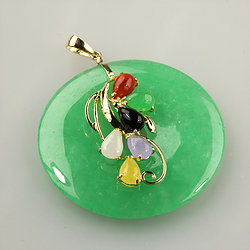 14K- Gold-Disc-Cut-multi-color-Jade-pendant