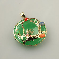 Disc-Cut-Dragon-green-Jade-pendant