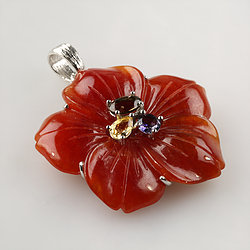 silver-stone-flower-red-jade-pendant